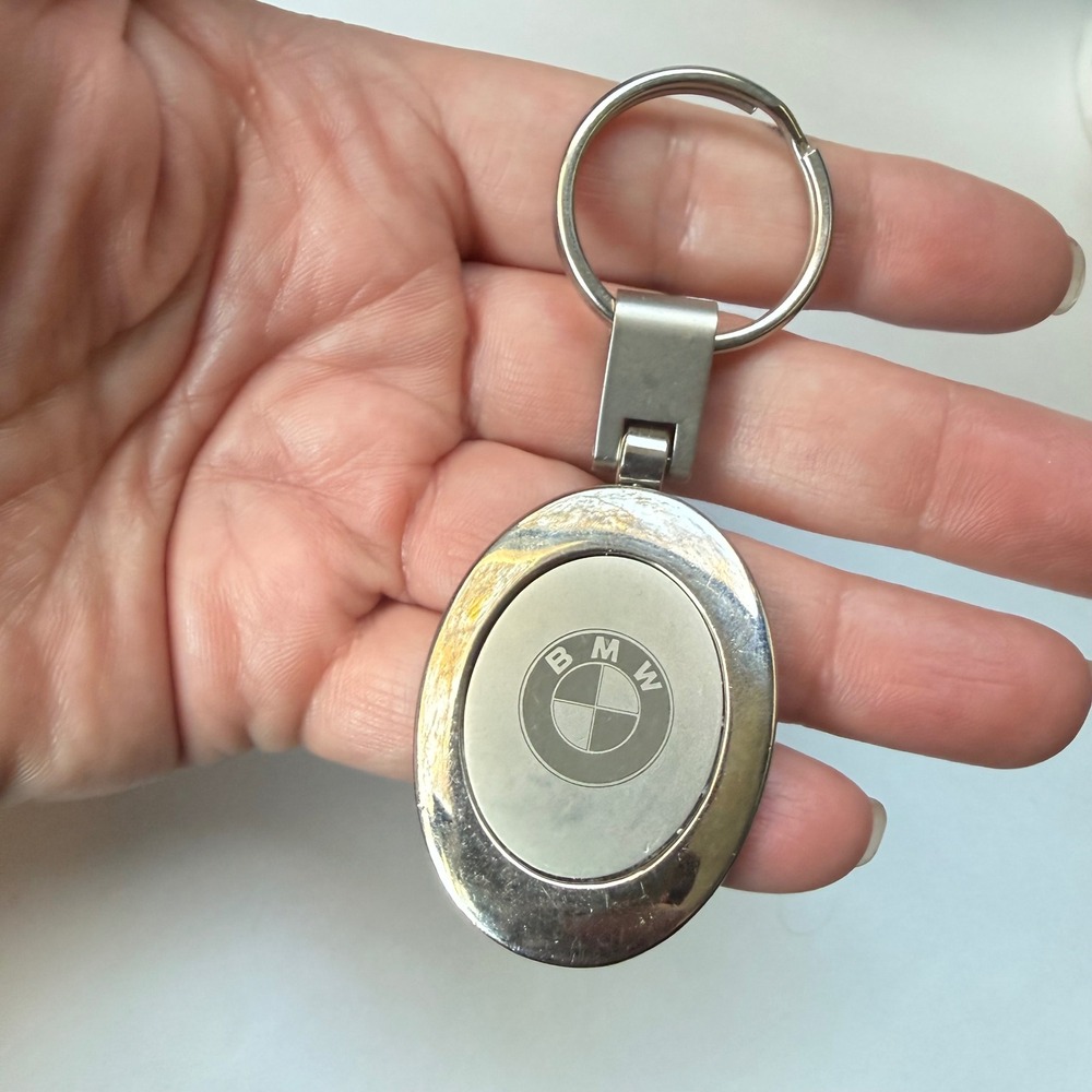 Vintage BMW Advertising Keychain Silver Tone Metal Fob Pendant 919 Area Code - Picture 2 of 5